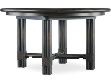Hooker Furniture Retreat Pole Rattan 54-74" Extendable Round Wood Black Sand Dining Table HOO69507520199