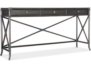 Hooker Furniture Retreat Pole Rattan 73" Rectangular Wood Black Sand Console Table HOO69508017199