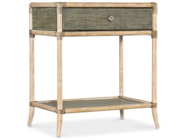 Hooker Furniture Retreat Pole Rattan 29" Wide 1-Drawer Brown Solid Wood Nightstand HOO69509011735