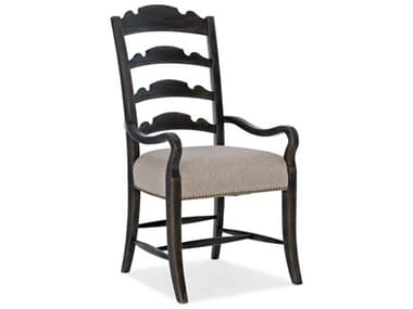 Hooker Furniture La Grange Hardwood Black Fabric Upholstered Arm Dining Chair HOO69607530189