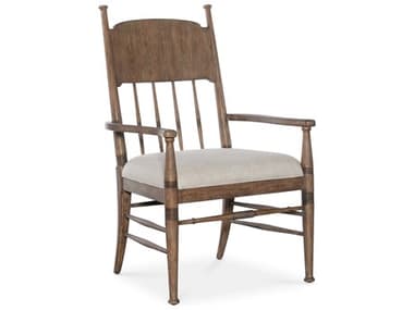 Hooker Furniture Americana Brown Oak Wood Fabric Upholstered Arm Dining Chair HOO70507530085