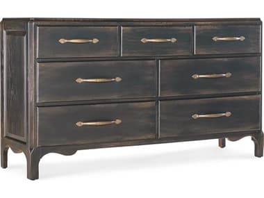 Hooker Furniture Americana 68" Wide 7-Drawer Brown Oak Wood Double Dresser HOO70509000289