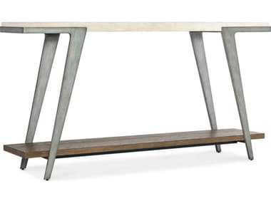 Hooker Furniture Commerce and Market Boomerang 61" Rectangular Cream Travertine Marble Natural Gray Console Table HOO72288016585