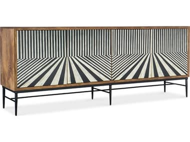 Hooker Furniture Commerce and Market Linear Perspective 80'' Mango Wood Brown Black & White Credenza Sideboard HOO72288508085