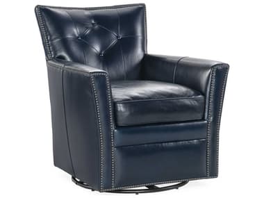 Hooker Furniture Hamptons Swivel 32" Blue Leather Tufted Accent Chair HOOCC325048