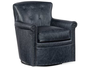 Hooker Furniture Swivel Blue Leather Tufted Accent Chair HOOCC326045