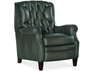 Luxecor Heritage Palmer Dark Wood Green Leather Recliner LXCHRT32196