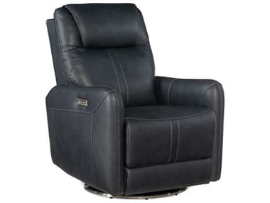 Hooker Furniture Steffen Swivel Power 31" Aline Sea Black Leather Upholstered Recliner with Headrest HOORC601PHSZ049