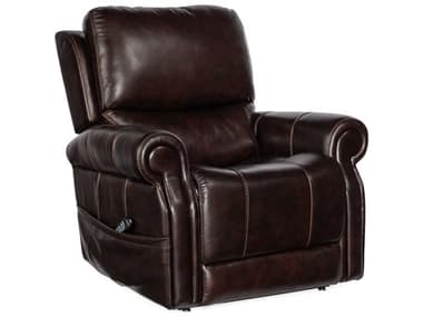 Hooker Furniture Eisley Power 38" Maddison Walnut Brown Leather Upholstered Recliner with Headrest, Lumbar and Lift HOORC602PHLL4089