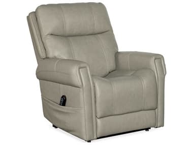Hooker Furniture Carroll Power 34" Milton Fog Gray Leather Upholstered Recliner with Headrest, Lumbar and Lift HOORC603PHLL4091