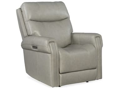 Hooker Furniture Carroll Power 34" Milton Fog Gray Leather Upholstered Recliner with Headrest and Lumbar HOORC603PHZL091