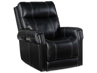 Hooker Furniture Carroll Power 34" Milton Midnight Black Leather Upholstered Recliner with Headrest and Lumbar HOORC603PHZL099