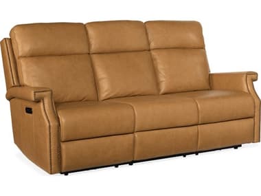 Hooker Furniture Vaughn Zero Gravity Shattered Coin Brown Leather Sofa with Power Headrest HOOSS106PHZ3086