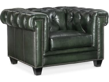 Hooker Furniture Charleston Tufted 47" Green Leather Accent Chair HOOSS19801029