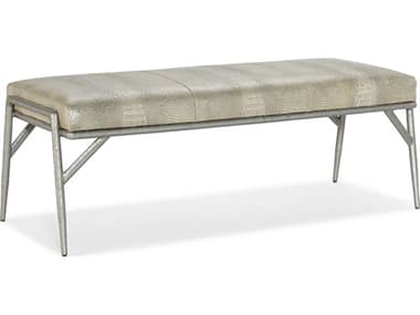 Hooker Furniture 54" Pearly Gator Sublime Tale Silver Leather Upholstered Accent Bench HOOSS32600090