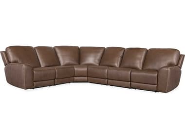 Hooker Furniture Torres Reclining 6 - Piece 146" Wide Brown Leather Upholstered Sectional Sofa HOOSS6406PC3088