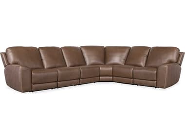 Hooker Furniture Torres Reclining 6 - Piece 146" Wide Brown Leather Upholstered Sectional Sofa HOOSS6406PC4088
