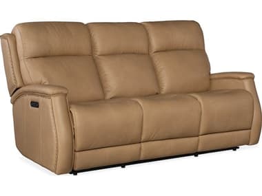 Hooker Furniture Rhea Zero Gravity Power Recline 78" Sahara Sand Brown Leather Upholstered Sofa with Headrest HOOSS703PHZ3080