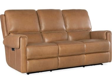 Hooker Furniture Somers Power 79" Denver Coffee Brown Leather Upholstered Sofa with Headrest HOOSS718PHZ3080