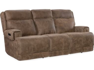 Hooker Furniture Wheeler Power 83" Seville Timber Brown Leather Upholstered Sofa with Headrest HOOSS762PHZ3085