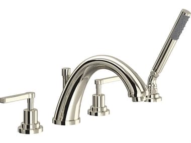 Rohl Lombardia Four Hole Deck Mounted Tub Filler In Polished Nickel  HORA1264LMPN