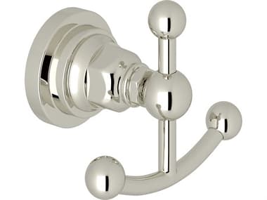 Rohl San Giovanni Wall Mounted Double Robe Hook Clothes Hanger In Polished Nickel HORA1481LIPN