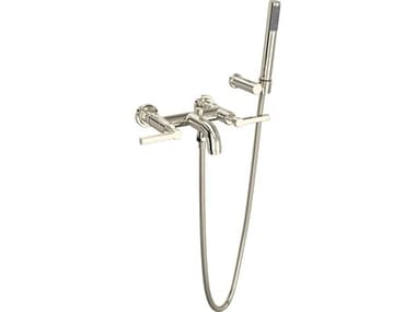 Rohl Lombardia Wall Mounted Tub Shower Mixer In Polished Nickel With Handshower HORA2202LMPN