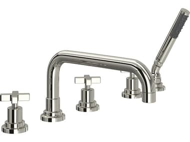 Rohl Lombardia Bath Five Hole Deck Mounted Tub Filler In Polished Nickel  HORA2224XMPN