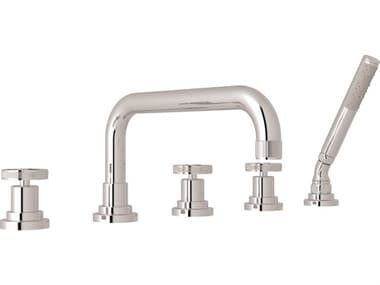 Rohl Campo Bath Five Hole Deck Mounted Tub Filler U Spout Diverter Single Function Brass Handshower And 1/2 Npt Connectors HORA3314IWAPC