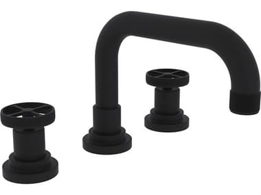Rohl Campo Bath Deck Mounted Three Hole Widespread Lavatory Faucet In Matte Black  HORA3318IWMB2