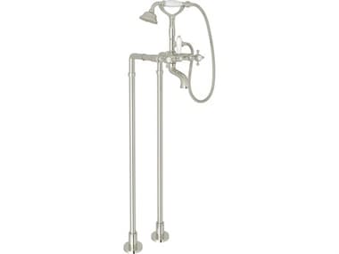 Rohl Acqui Kit Floor Mounted Exposed Tub Shower Mixer Package In Polished Nickel With Porcelain Insert Handshower HORAKIT1401NXMPN