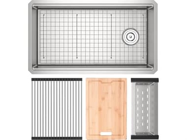 Rohl Culinario 33" Stainless Steel Chef/Workstation Sink with Accessories HORRUWUM3319WSSB