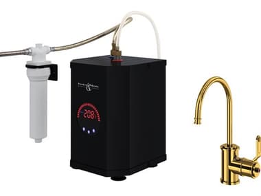 Rohl Armstrong Unlacquered Brass Hot Water and Kitchen Filter Faucet Kit HORU.KIT1833HTULB2