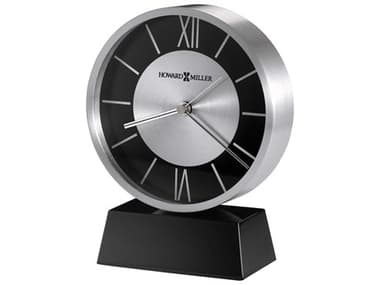 Howard Miller Davis Brushed Aluminum & Black Table Clock HOW645787