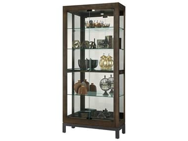 Howard Miller Quinn 35'' Wide Hardwood Aged Java Curio Display Cabinet HOW680680