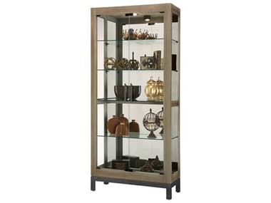 Howard Miller Quinn 35'' Wide Hardwood Aged Grey Curio Display Cabinet HOW680682