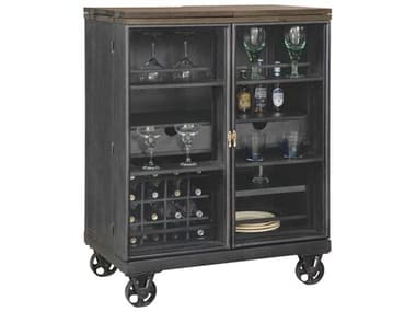 Howard Miller 36" Solid Wood Aged Iron Black Wine Bar Cabinet HOW695216
