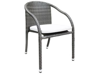 Hospitality Rattan Outdoor Ultra Grey Woven Stackable Dining Arm Chair HP8901147GRY