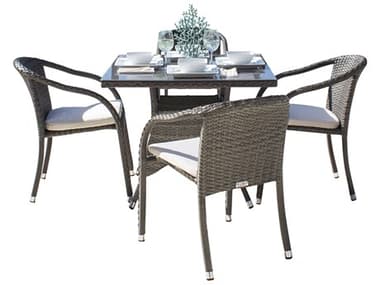 Hospitality Rattan Outdoor Ultra Grey Woven 5 Piece Dining Set with Cushions HP8901147GRY5DA