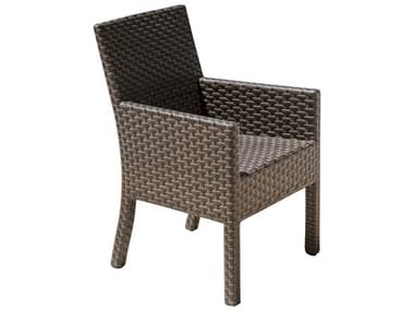 Hospitality Rattan Outdoor Fiji Dark Brown Wicker Stackable Dining Arm Chair HP9013347ATQAC