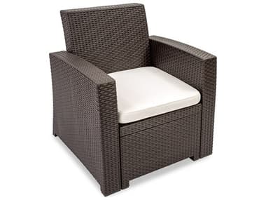 Hospitality Rattan Outdoor Plastique Chocolate Cushion Lounge Chair HPPRP113CHOLC