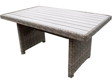 Hospitality Rattan Outdoor Spanish Wells Aluminum Wicker Driftwood 39'' Wide Square Coffee Table HPPRP5001DFTCT