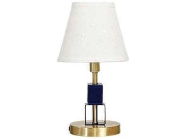 House of Troy Bryson Satin Brass Navy Blue White Crystal Table Lamp HTB208SBNB