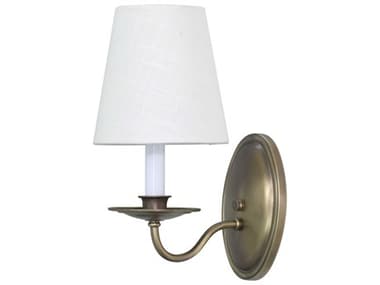 House of Troy Lake Shore 11" Tall 1-Light Antique Brass Off White Wall Sconce HTLS217AB