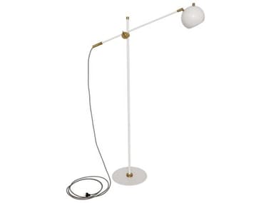 House of Troy Orwell 59" Tall White With Weathered Brass Accents LED Floor Lamp HTOR700WTWB