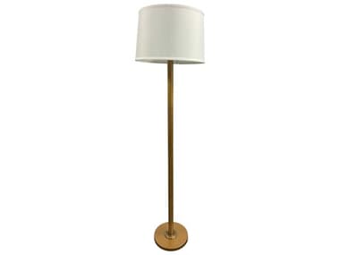 House of Troy Rupert Heritage Gold Antique Brass White Linen Hardback Floor Lamp HTRU703HGAB