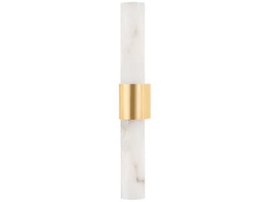 Hudson Valley Ellington 30" Tall 2-Light Aged Brass Opal Matte alabaster Glass Wall Sconce HV1152AGB