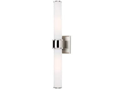 Hudson Valley Mill 20" Tall 2-Light Satin Nickel Off White Glass Wall Sconce HV1262SN