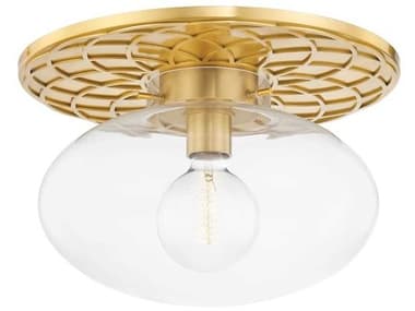 Hudson Valley New Paltz 18" 1-Light Aged Brass Glass Globe Semi Flush Mount HV1418AGB