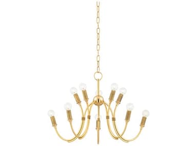 Hudson Valley Amboy 27" Wide 10-Light Aged Brass Tiered Chandelier HV1528AGB